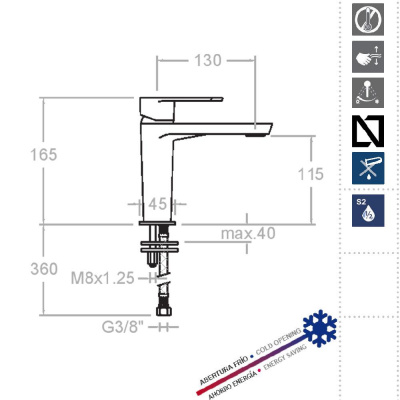 Смеситель для раковины однорычажный ALEXIA 3604 (M) Ramon Soler фото в интернет-магазине Русалия
