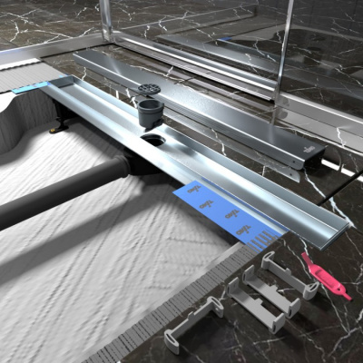 К-т водоотводящий желоб DP20-800 из нержавеющей стали + Декор. вставка/ Основа под плитку PG20-800 Комплект: желоб DP20-800 + основа под плитку PG20-800 фото в интернет-магазине Русалия