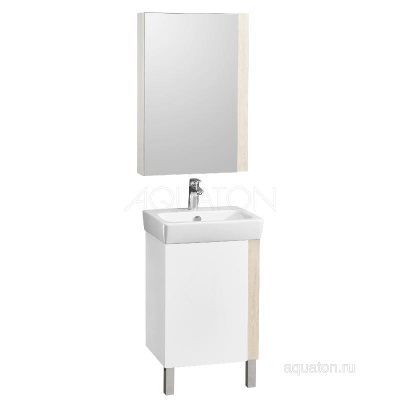 Тумба под раковину AQUATON Кантри 50 белый, дуб верона 1A257801AHB20 фото в интернет-магазине Русалия