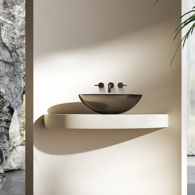 Раковина прозрачная Vincea VBS-6T11B, 500*350*150, накладная, цвет черный фото в интернет-магазине Русалия