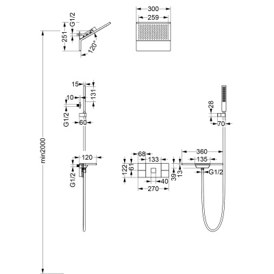 Душевой комплект Futura VSFW-2F11TCH термостатический встраиваемый, 3 режима, хром Vincea фото в интернет-магазине Русалия