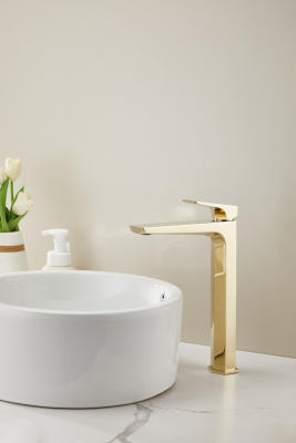 Смеситель для раковины HAIBA золотой (HB11726-5) фото в интернет-магазине Русалия