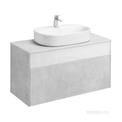 Тумба под раковину AQUATON Марбл 100 слэйт, белый матовый 1A276301MH4C0 фото в интернет-магазине Русалия
