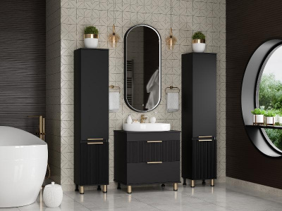 Шкаф - пенал Enfida 35 универсальный правый (черный) ENF-05035-020P Brevita фото в интернет-магазине Русалия