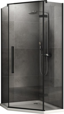 Душевой уголок ABBER Ewiges Wasser AG05100B 100х100 трапеция, профиль черный, прозрачное стекло фото в интернет-магазине Русалия