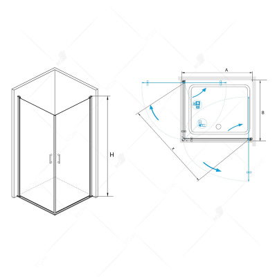 Душевой уголок RGW LE-30 800x800, профиль хром, стекло прозрачное фото в интернет-магазине Русалия