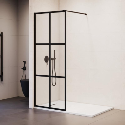 Душевая перегородка RGW WA-111B 900, стекло с рисунком (шелкография), профиль черный фото в интернет-магазине Русалия