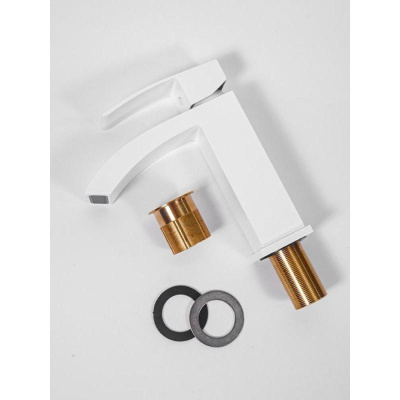 Смеситель для раковины Hansberge H1077W, белый/хром фото в интернет-магазине Русалия