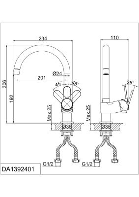 Смеситель для кухни D&K Rhein Marx (DA1392401) фото в интернет-магазине Русалия