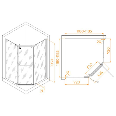 Душевой уголок RGW PA-081 1200x1200, профиль хром, стекло матовое-сатинат фото в интернет-магазине Русалия