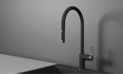 Смеситель для кухни GRANULA с выдвижным изливом (8172, ГРАФИТ) фото в интернет-магазине Русалия