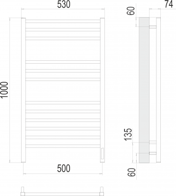 Электрический полотенцесушитель Ватикан П12 500х1000  4670078526205 Terminus фото в интернет-магазине Русалия