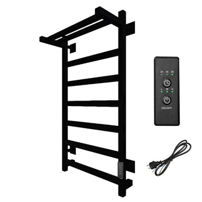Полотенцесушитель электрический с полочкой (лесенка) Тругор Пэк сп 20 кв П 80х50 см, черный ПЭК сп 20квП/8050чернВГП фото в интернет-магазине Русалия