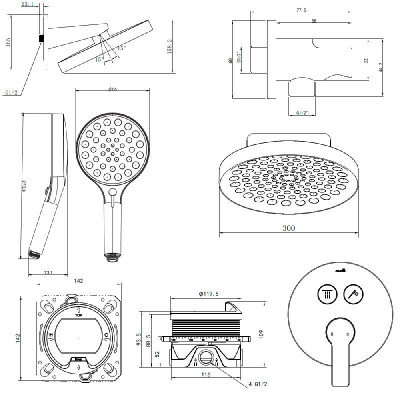 AQM 8402CR Набор для комплектации душа со смесителем, Хром фото в интернет-магазине Русалия