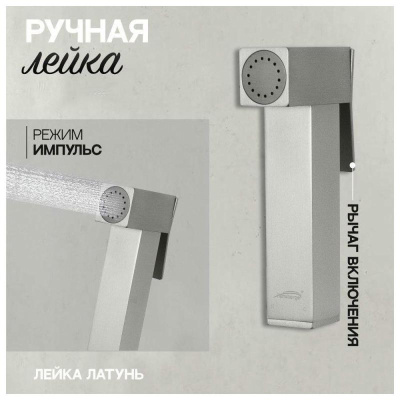 Гигиенический душ со смесителем встраиваемый Hansberge H3077NK, никель фото в интернет-магазине Русалия