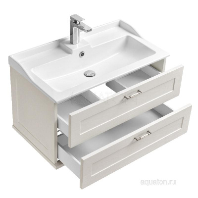 Тумба под раковину AQUATON Леон 80 дуб белый 1A186301LBPS0 фото в интернет-магазине Русалия