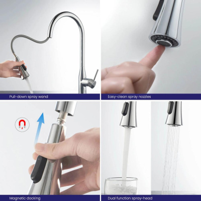 Смеситель для кухни с выдвижной лейкой Timo Saona хром (2336/00FL) фото в интернет-магазине Русалия