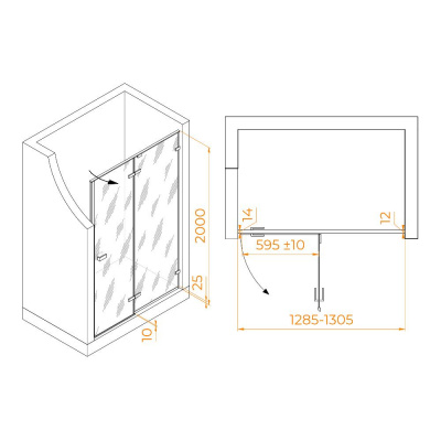 Душевая дверь RGW SV-004 1300, стекло прозрачное, профиль хром фото в интернет-магазине Русалия