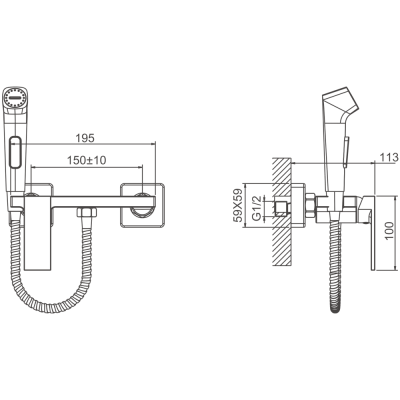 Гигиенический душ BELZ черный (B55653-7) фото в интернет-магазине Русалия