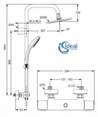 Душевая система Ideal Duo A5686AA Ideal Standard фото в интернет-магазине Русалия