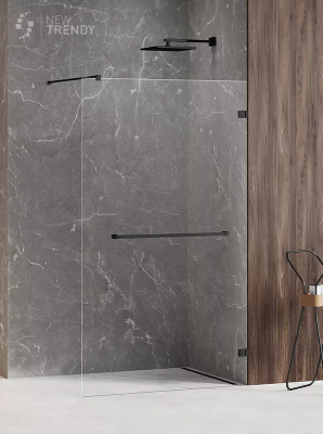 Душевое ограждение NEW TRENDY AVEXA BLACK 90x200 EXK-2669 (черный) фото в интернет-магазине Русалия