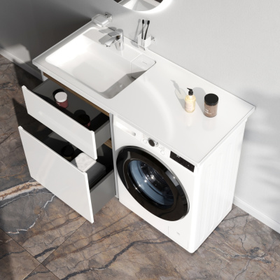 M85AFSX0602WG X-Joy, База под столешницу для стиральной машины, напольная, 60 см, 2 ящика, белый гля Am.Pm фото в интернет-магазине Русалия