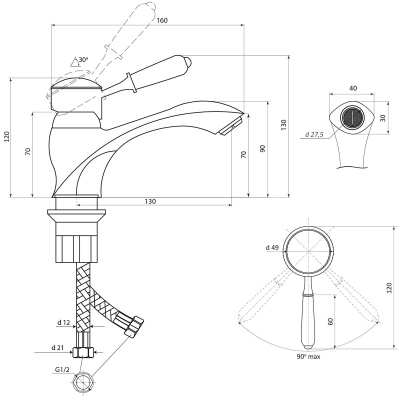Смеситель Славен  для умывальника Коттедж М (СЛ-ОД-М10) фото в интернет-магазине Русалия