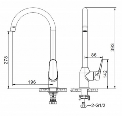 Смеситель для кухни Eler Black F7191238BM-RUS черный МАТОВЫЙ Bravat фото в интернет-магазине Русалия