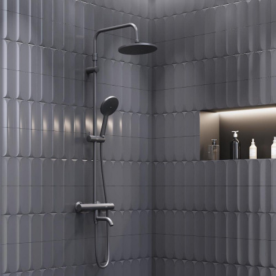 977810300 Jupiter душевая система со смесителем ТМС, ванна/душ, чёрный фото в интернет-магазине Русалия