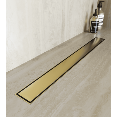 Душевой лоток Drain Leo-31 Gb с универсальной решеткой матовое золото, 40 см RGW фото в интернет-магазине Русалия