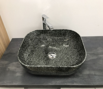 Раковина накладная прямоугольная под серый камень MNC 338 CeramaLux фото в интернет-магазине Русалия