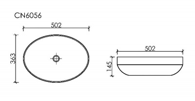 Умывальник чаша накладная овальная Element 502*363*145мм CN6056 Ceramica Nova фото в интернет-магазине Русалия