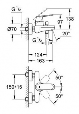 Смеситель для ванны Eurosmart Cosmopolitan 32831000 Grohe фото в интернет-магазине Русалия