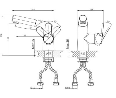 Смеситель для раковины с выдвижной лейкой Rhein.Marx DK (DA1392141) фото в интернет-магазине Русалия