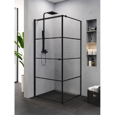 Душевое ограждение NEW TRENDY SUPERIA BLACK 90x90x195 L K-0596 фото в интернет-магазине Русалия