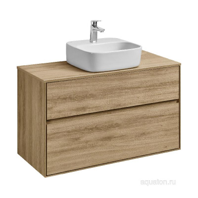 Тумба под раковину AQUATON Либерти 100 2 ящика, дуб эльвезия 1A279601LYC70 фото в интернет-магазине Русалия