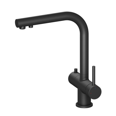 Смеситель для кухни с подключением фильтра и выдвижной лейкой Timo Saona (2356/03FL) черный фото в интернет-магазине Русалия