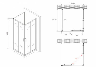 Душевой уголок ABBER Schwarzer Diamant AG02090B-S90B 90х90 квадрат, профиль черный, прозрачное стекло фото в интернет-магазине Русалия