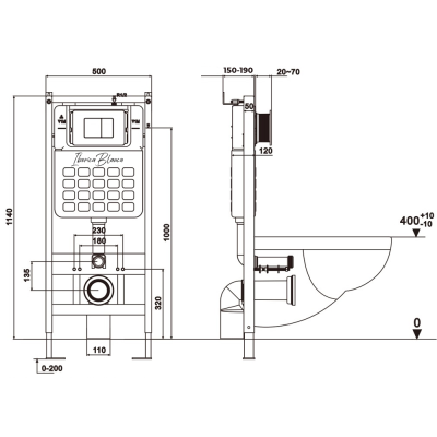SILENCIO Cистема инсталляции для подвесного унитаза с механическим управлением, IBERICA BLANCA фото в интернет-магазине Русалия