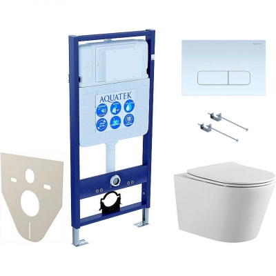 SET AQUATEK ВЕГА-1905-013 (рама AQUATEK Standard INS-0000012 с клавишей KDI-0000013 и крепежом KKI-0000001+унитаз ВЕГА AQ1905-00 с тонким сиденьем sc фото в интернет-магазине Русалия
