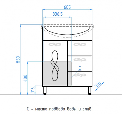 Комплект мебели для ванной Венеция 65 Style Line фото в интернет-магазине Русалия