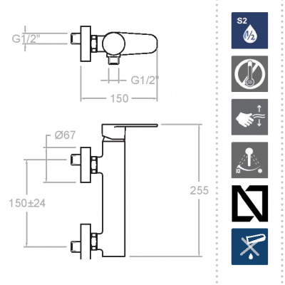 Смеситель для душа однорычажный наружнего монтажа ALEXIA 3608S Ramon Soler фото в интернет-магазине Русалия