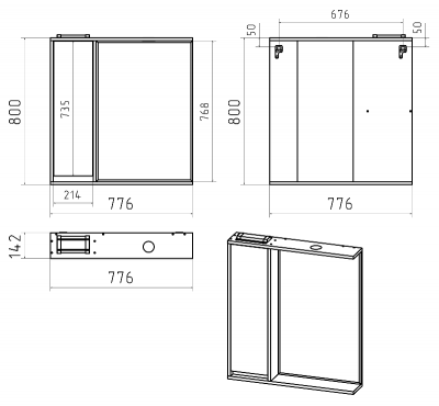 Зеркальный шкаф Balaton 80 левый (белый) BAL-04080-01-Л Brevita фото в интернет-магазине Русалия