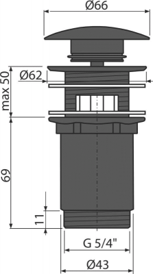Донный клапан для раковины А392BLACK AlcaPlast фото в интернет-магазине Русалия