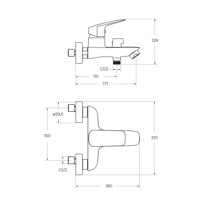 Смеситель для ванны и душа  DUE-VASM-CRM  Belbagno фото в интернет-магазине Русалия