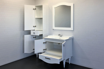 COMFORTY. Шкаф-колонна "Монако-40" левая белый глянец фото в интернет-магазине Русалия