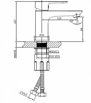 Смеситель для раковины AltroBagno Diretto 0107 Bi AltroBagnoDiretto0107Bi фото в интернет-магазине Русалия