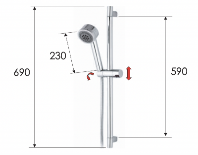 Душевая стойка с ручным душем и шлангом Remer 315R321HG фото в интернет-магазине Русалия