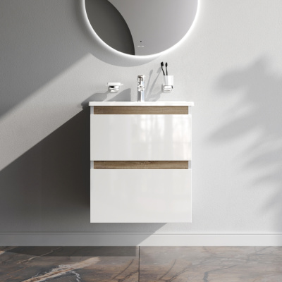 M85AFHX0552WG X-Joy, База под раковину, подвесная, 55 см, 2 ящика, белый глянец Am.Pm фото в интернет-магазине Русалия