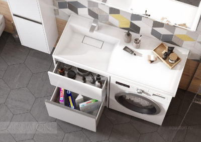 Раковина AQUATON Лондри 1200 белая левая 1A72843KLH01L фото в интернет-магазине Русалия